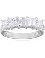 Sterling Silver Swarovski Zirconia 2cttw Princess Cut 5 Stone Anniversary Ring