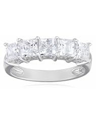 Sterling Silver Swarovski Zirconia 2cttw Princess Cut 5 Stone Anniversary Ring