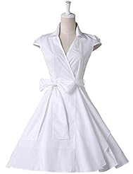 A-line V-neck Cap Sleeves Empire   Waistline Cotton Vintage Knee Length Homecoming Dress/Party Dress 