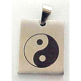 Stainless Steel Yin / Yang Pendant W/ Cord Necklace