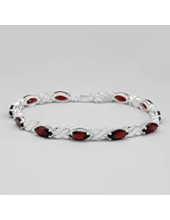 Genuine Morne Rouge (TM) Bracelet. 13.75 Ctw Garnet Sterling Silver Bracelet - Material/Stone: Garnet. 12.8 grams in weight and 7.5 inches in length. 100% Satisfaction Guaranteed.