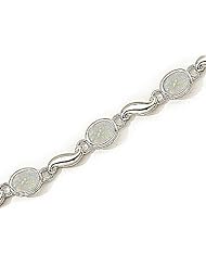 14kt Yellow Gold Oval Opal and Diamond Bracelet