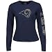 St. Louis Ram T Shirt : Reebok St. Louis Ram Ladies Navy Blue Giant Logo Too Long Sleeve T Shirt