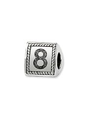 Triangle Block, Number 8 Charm in Silver For 3mm Charm Bracelets