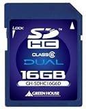 グリーンハウス SDHCメモリーカード デュアル クラス6 16GB GH-SDHC16G6D