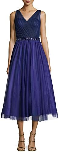ML Monique Lhuillier Women's Sleeveless V-Neck Tea Dress 8 Amethyst