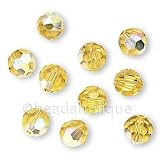 SWAROVSKI ELEMENTS Crystal #5000 Round 6mm Lt. Topaz AB Beads (10) ~ SWAROVSKI ELEMENTS