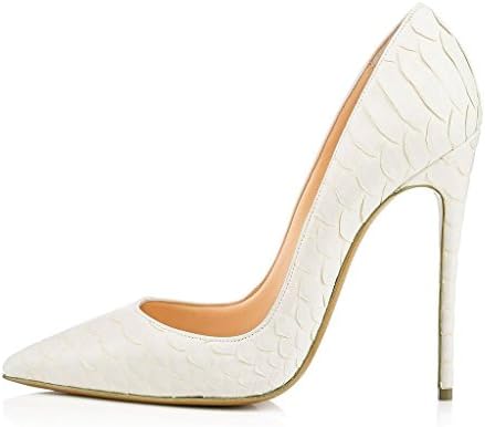 Women's Shoes Snakeskin Solid High Heel Pumps Comfortable Pointed Toe Sandals Big Size Shoes for Women White US 9