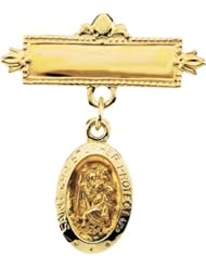 St. Christopher Baptismal Brooch in 14k Yellow Gold