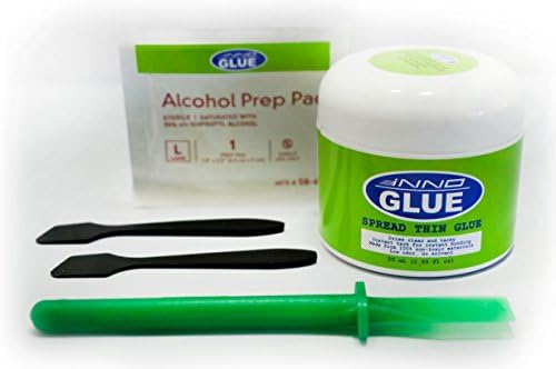 Innoglue Deluxe Pack, Wrinkle Free Glue, Instant Tack and Bond, Acid-free, Repositionable, Arts Craft, 55ml, Scrapbooking, Greeting Card, Water Based Adhesive, Thixotropic Paste, Dries Clear, Glitter Glue, Non-toxic ASTM-D4236 , Spread Thin Glue with Deluxe Glue Spreader