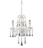 3 Light Chandelier In Antique White And Lime Crystal