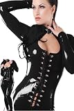 Sexy Sleekly Styled Catsuit with Front Lace Opening Corset - Black - One Size