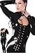 Sexy Sleekly Styled Catsuit with Front Lace Opening Corset - Black - Small/Medium