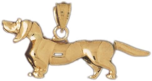14k Yellow Gold 3-D Dauchshund Dog Pendant