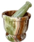 Decorative Multi Green Onyx Marble Mortar & Pestle Set