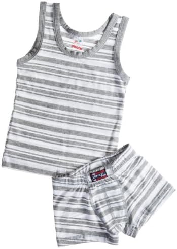 Kid U Not Toddler and Boys Grey Stripe Boxer Brief and Undershirt Set. (7/8)