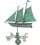 Copper Schooner Weathervane - Verdigris Green Antique Finish