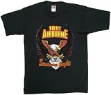 101st Airborne - Screaming Eagle Looking Right Wings Out - Air Force - Black One-Sided Military Logo T-Shirt / Tee