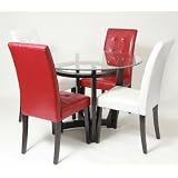 Beveled Glass Top Dining Table With 4 Parson Chairs