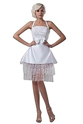 Satin/Silk/Taffeta Backless Lace  Halter Sleeveless Evening Dress  With a Bow(s)