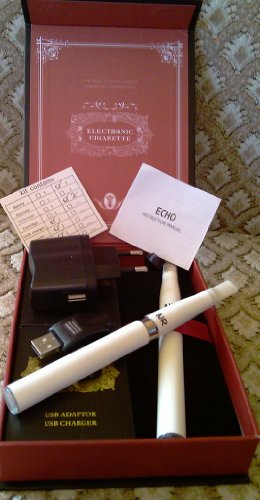 Neues Rauchen: elektrische Zigarette, ECHO 1300mAh wei&szlig; Automatic im Doppelpack schwarz - weg vom Rauch!