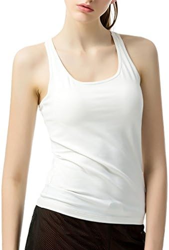 Cnhw Women's Breathable Racerback Performance Sports Bra With Built-in Tank Top White 80/36C