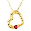 14k Yellow Gold Ruby Heart Pendant, 18