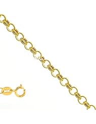 14k Semi-Solid Yellow Gold 1.85 mm (5/64 Inch) Rolo Chain Necklace 16" w/ Spring Ring Clasp