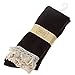 ABC(TM) Women Crochet Lace Trim Cotton Knit Footed Leg Boot Knee High Stocking (Coffee)