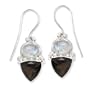 .925 Silver, Rainbow Moonstone & Smoky Quartz Earrings