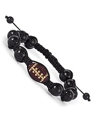 Swarovski Elements Tallahassee Spirit Football & Onyx Macrame Bracelet