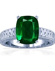 Platinum Cushion Cut Emerald Fana Designer Ring