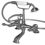 American Bath Factory F1-1112-SN-F9-9100-ML-SN F1-1112 Deck Mount Bathtub Faucet, Metal Lever Handle