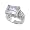 Sterling Silver Rectangular Lavender CZ Ring with Butterfly & Heart Design on Band, 5