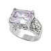 Sterling Silver Rectangular Lavender CZ Ring with Butterfly & Heart Design on Band