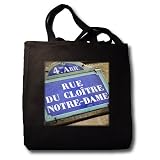 Paris France, Notre Dame Cathedral - Black Tote Bag 14w X 14h X 3d