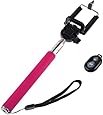 UFCIT Extendable Selfie Handheld Stick Monopod with Adjustable Phone Holder and Bluetooth Wireless Remote Shutter for iPhone Samsung and other system over IOS 6.0 and Android 4.2.2 Smartphones (Pink with Shutter)