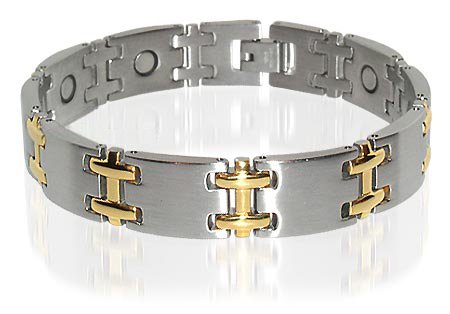 Magnificient Two Tone Titanium Magnetic Bracelet 8 Inch