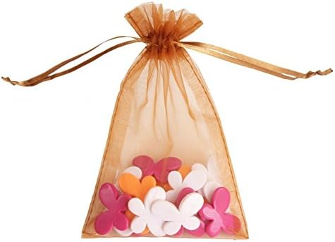 Vijara Drawstring Organza Pouch Strong Wedding Jewelry Party Favor Gift Candy Bag 100pcs Brown (5x7"(13x18cm))