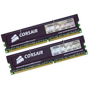 Corsair XMS - Memory - 1 GB : 2 x 512 MB - DIMM 184-pin - DDR - 550 MHz / PC4400 - CL2.5 - 2.75 V - unbuffered - non-ECC