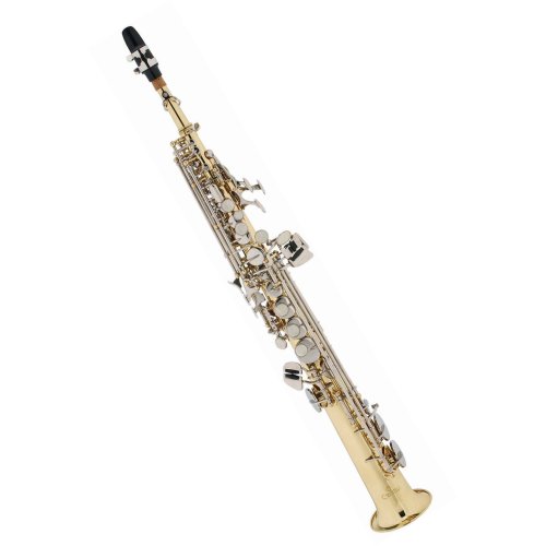 Cecilio 2Series Gold Lacquer Brass w/ Nickel Plated Keys Soprano Saxophone w/ Case and Accessories