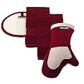 Kitchen Towel and Pot Holder Ming Red 4-pc. Set