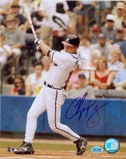 Chipper Jones Autographed/Hand Signed Atlanta Braves 8x10 Photo (Swinging)