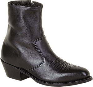 Double-H Boots Men's 6 Inch Side Zipper Black Smooth Full Grain 7 3E US