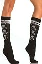 Acrylic Knee Hi With Stripe Top Skull Side