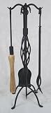 COLONIAL BASKET WEAVE Fireplace Hearth Woodstove Tool Set - BLACK