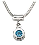 Sterling Silver Pendant w/ Blue Topaz from The Swirl Collection, 16  by Zina