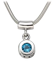 Sterling Silver Pendant w/ Blue Topaz from The Swirl Collection, 16"  by Zina