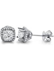 1.75ct Princess Cut Diamond Stud Earrings 18k White Gold