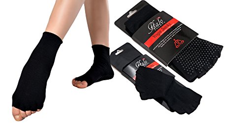 Non Slip Yoga Socks - Half Toe - Silicone Grip - Arch support - Organic Cotton